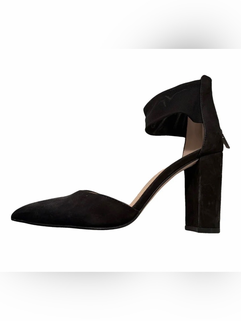 NWOT Pelle Moda Black D'Orsay Block Heel with Ankle Cuff